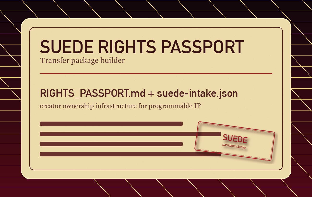 Rights package preview card for provenance, splits, license notes, and missing information.